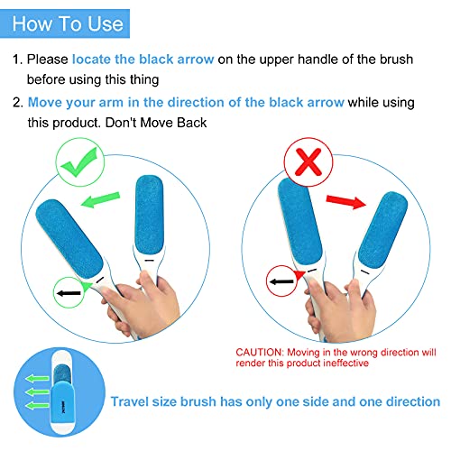 PETDOM Pet Hair Remover Brush Unibody Handle - Double Sided Reusable Cat Dog Fur & Lint Removal Brush with Self-Cleaning Base - Pet Hair Remover for Clothes, Carpet, Furniture (Sky Blue)