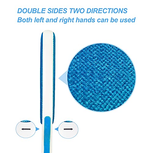 PETDOM Pet Hair Remover Brush Unibody Handle - Double Sided Reusable Cat Dog Fur & Lint Removal Brush with Self-Cleaning Base - Pet Hair Remover for Clothes, Carpet, Furniture (Sky Blue)