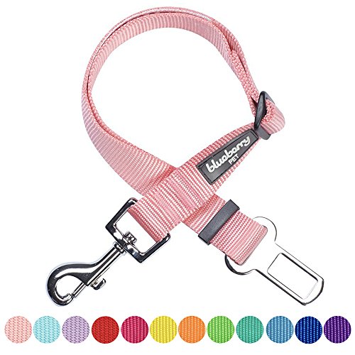 Blueberry Pet Classic Dog Seat Belt Tether for Dogs Cats, Baby Pink, Durable Safety Car Vehicle Seatbelts Leads Use with Harness