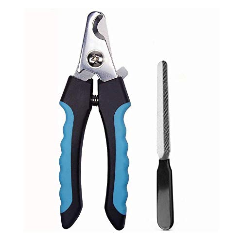 Dog & Cat Nail Clippers with Safety Guard to Avoid Over-Cutting Nails & Free Nail Trimmer - Razor Sharp Blades - Sturdy Non-Slip Handles  Safe at-Home Grooming of Large, Medium & Small Dogs & Cats