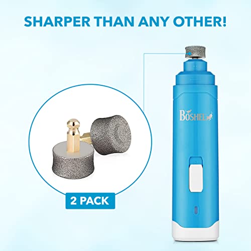BOSHEL Dog Nail Grinder Replacement Head - Pet Nail Grinder Diamond Tip Replacement - 2 Pack Professional Dog Claw Smoothing Grinder Bits, Safe and Painless Replaceable Diamond Nail Grinder Tips