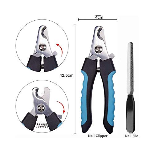 Dog & Cat Nail Clippers with Safety Guard to Avoid Over-Cutting Nails & Free Nail Trimmer - Razor Sharp Blades - Sturdy Non-Slip Handles  Safe at-Home Grooming of Large, Medium & Small Dogs & Cats