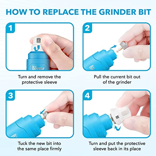 BOSHEL Dog Nail Grinder Replacement Head - Pet Nail Grinder Diamond Tip Replacement - 2 Pack Professional Dog Claw Smoothing Grinder Bits, Safe and Painless Replaceable Diamond Nail Grinder Tips