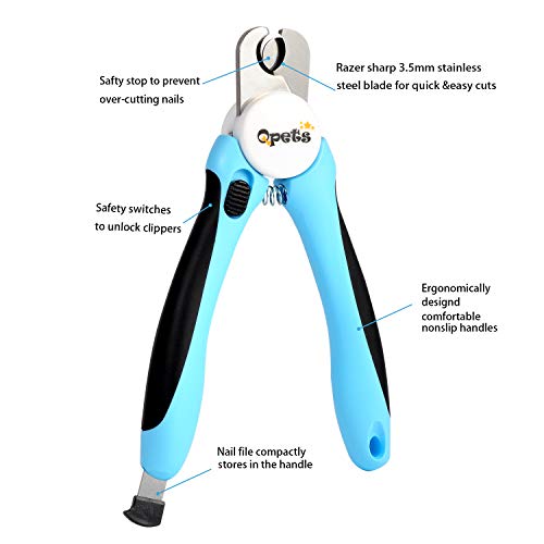 QPETS Dog Nail Clippers and Trimmers, Cat Nail Clippers with Safety Guard, Professional Pet Nail Trimmers Tool for Large Medium and Small Animals
