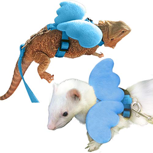 FunPetLife Small Pet Animal Harness and Leash Angel Wings for Bearded Dragon Reptile Lizard Gecko Baby Ferret Chinchilla Mouse Chipmunk Squirrel Gerbil Degu Rat