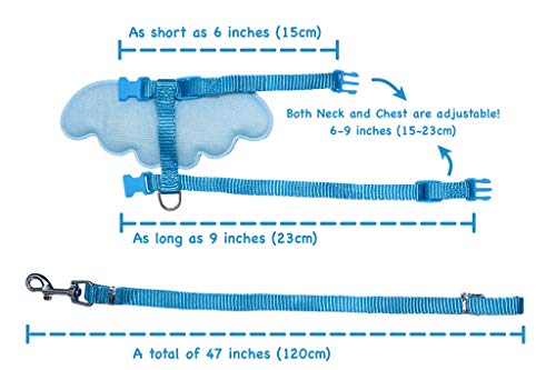 FunPetLife Small Pet Animal Harness and Leash Angel Wings for Bearded Dragon Reptile Lizard Gecko Baby Ferret Chinchilla Mouse Chipmunk Squirrel Gerbil Degu Rat