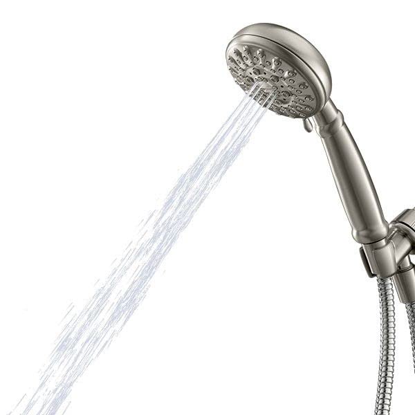 Moen 23046SRN Banbury 5-Spray Hand Shower with Hose and Bracket, 4-Inch Diameter, 4", Spot Resist Brushed Nickel