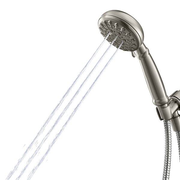 Moen 23046SRN Banbury 5-Spray Hand Shower with Hose and Bracket, 4-Inch Diameter, 4", Spot Resist Brushed Nickel