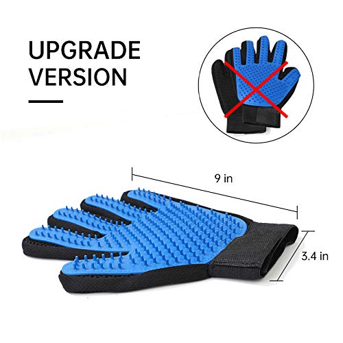 DHMAKER Pet Grooming Glove Hair Remover Brush Cat Brushes Gloves Gentle Deshedding for Dogs,Cats with Long & Short Fur,Efficient Pets Hair Remover,Mitt-1 Pair