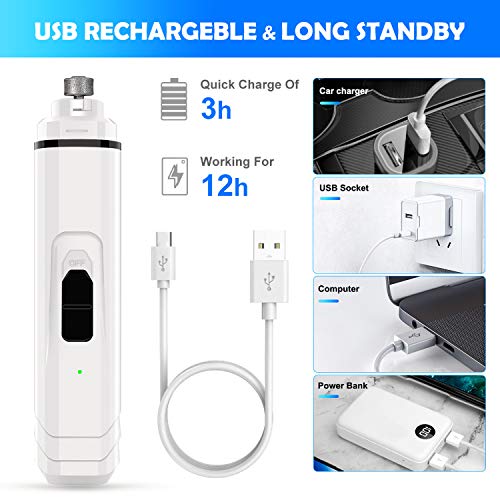 Ieebee Dog Nail Grinder Upgraded-Adjustable 2 Speed Low Noise Rechargeable Eelectric Pet Nail Trimmer,Professional Painless Paws Grooming and Smoothing for Small Medium Large Dogs and Cats