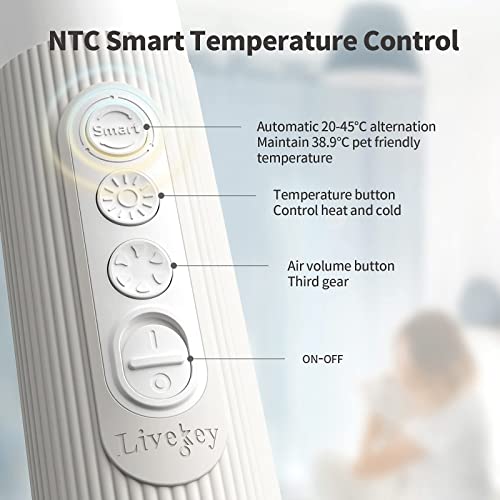 LIVEKEY Dog Dryer, Portable Professional Pet Dog Blow Dryer, High Velocity Pet Dog Dryer for Household Travel Camping, Less Noise Pet Hair Grooming Hair Dryer, NTC Smart Temperature Adjustment,â¦