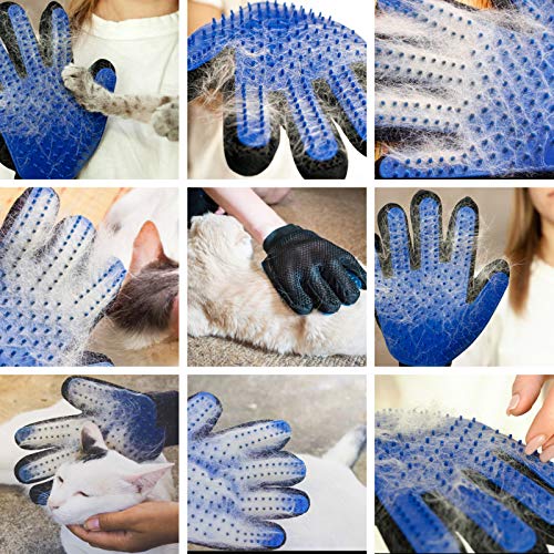 DHMAKER Pet Grooming Glove Hair Remover Brush Cat Brushes Gloves Gentle Deshedding for Dogs,Cats with Long & Short Fur,Efficient Pets Hair Remover,Mitt-1 Pair