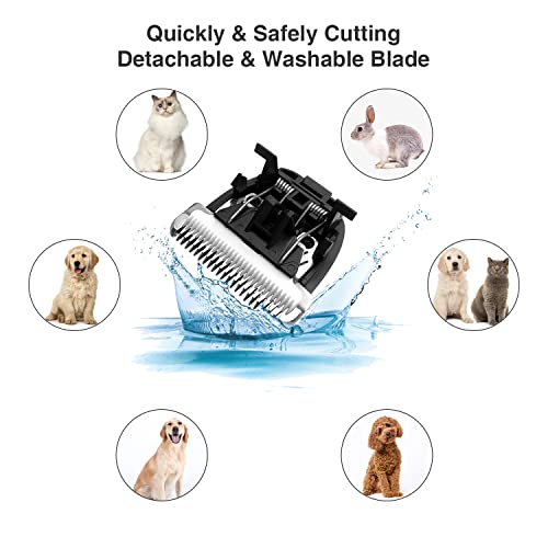 ENJOY PET Dog Clippers Low Noise Cat Shaver, Professional Dog Grooming Kit Rechargeable Cordless Pet Hair Clippers with 4 Comb Guides, Electric Quiet Pet Trimmer for Dogs Cats and Animals (Silver)