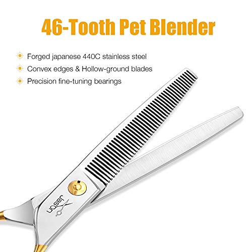 JASON 7.5" Thinning Shears for Dogs 40-Teeth Dog Grooming Blending Shear Professional Pet Thinners Blender Scissors Trimming Kit for Groomers