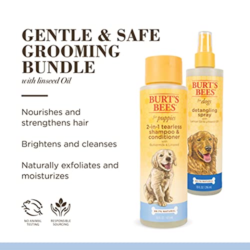 Burt's Bees for Puppies Natural Tearless 2 in 1 Shampoo and Conditioner | Made with Buttermilk and Linseed Oil | Best Tearless Puppy Shampoo for Gentle Skin and Coat | Made in USA