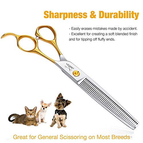 JASON 7.5" Thinning Shears for Dogs 40-Teeth Dog Grooming Blending Shear Professional Pet Thinners Blender Scissors Trimming Kit for Groomers