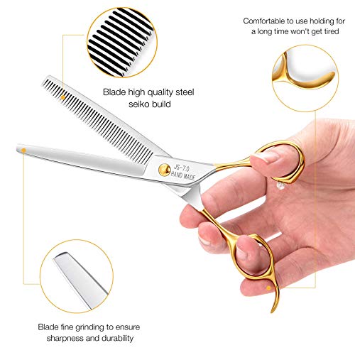 JASON 7.5" Thinning Shears for Dogs 40-Teeth Dog Grooming Blending Shear Professional Pet Thinners Blender Scissors Trimming Kit for Groomers