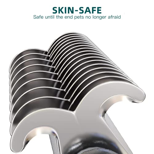 Pet Grooming Brush- 2 Sided Undercoat Rake for Dogs & Cats-Safe and Effective Dematting Comb & Deshedding Tool for Easy Mats & Tangles Removing - No More Nasty Shedding and Flying Hair