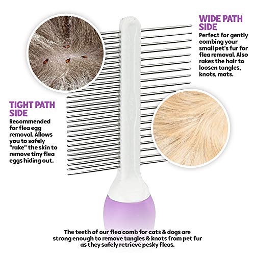 Double-Sided Pet Comb for Grooming & Massaging Dogs, Cats & Other Animals â Fur Detangling Pins & Coat Smoothing Slicker Bristles, Double the Brushing Groom Power In One Tool (Double Sided Comb)