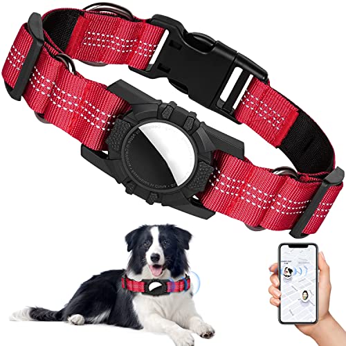 AirTag Dog Collar, SUPCHON Reflective Air Tag Dog Collar Adjustable Heavy Duty Dog Collar with AirTag Holder Durable Pet Collar for Small Medium Large Dogs