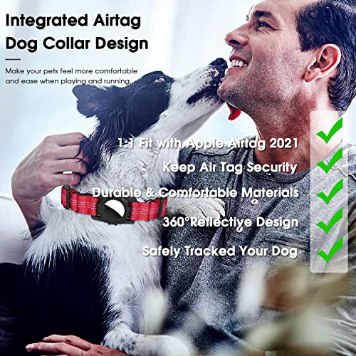 AirTag Dog Collar, SUPCHON Reflective Air Tag Dog Collar Adjustable Heavy Duty Dog Collar with AirTag Holder Durable Pet Collar for Small Medium Large Dogs
