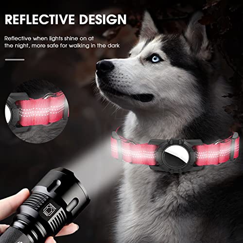 AirTag Dog Collar, SUPCHON Reflective Air Tag Dog Collar Adjustable Heavy Duty Dog Collar with AirTag Holder Durable Pet Collar for Small Medium Large Dogs