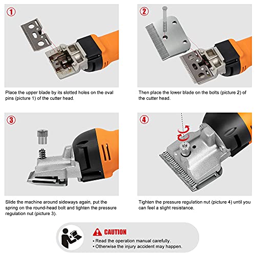 BEETRO 500W Electric Horse Clipper, Professional Horse Shears, Animal Grooming Kit for Horse Equine Goat Pony Cattle