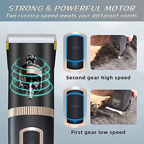 CAHTUOO Dog Clippers 2-Speed Electric Dog Hair Grooming Kit Quiet Pet Shaver