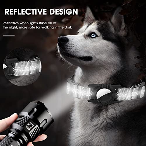 AirTag Dog Collar, SUPCHON Reflective Air Tag Dog Collar Adjustable Heavy Duty Dog Collar with AirTag Holder Durable Pet Collar for Small Medium Large Dogs