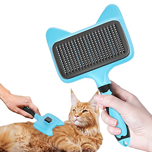 Glendan Dog Brush & Cat Brush, Self Cleaning Slicker Brush for Dogs Cats Pet Grooming Brush Easy to Remove Loose Undercoat, Pet Massaging Tool Suitable for Pets with Long or Short Hair