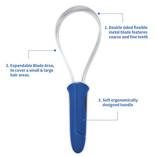 BOTH WINNERS Dual-Sided Shedding Blade with Stainless Steel Blade De-Shedding Tool for All Dog Coat Types- Soft Touch Grip (BLUE)