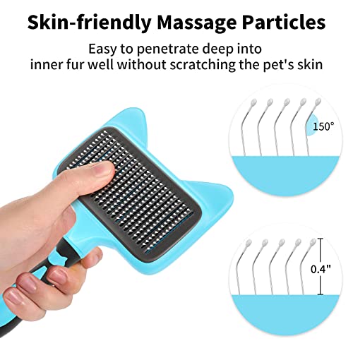 Glendan Dog Brush & Cat Brush, Self Cleaning Slicker Brush for Dogs Cats Pet Grooming Brush Easy to Remove Loose Undercoat, Pet Massaging Tool Suitable for Pets with Long or Short Hair