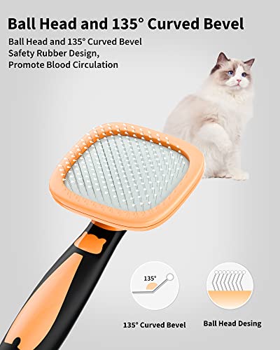 Glendan Dog Brush & Cat Brush- Slicker Pet Grooming Brush- Shedding Grooming Tools(Yellow)