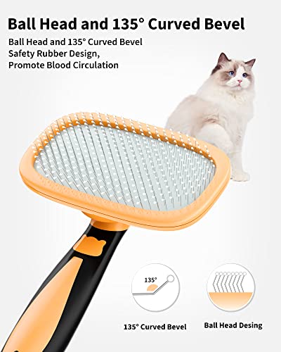 Glendan Dog Brush & Cat Brush- Slicker Pet Grooming Brush- Shedding Grooming Tools(Yellow)