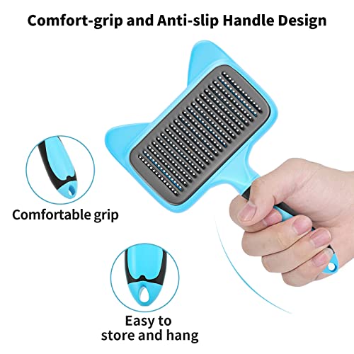 Glendan Dog Brush & Cat Brush, Self Cleaning Slicker Brush for Dogs Cats Pet Grooming Brush Easy to Remove Loose Undercoat, Pet Massaging Tool Suitable for Pets with Long or Short Hair