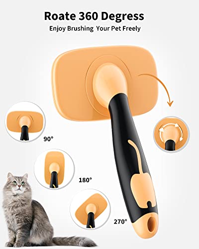 Glendan Dog Brush & Cat Brush- Slicker Pet Grooming Brush- Shedding Grooming Tools(Yellow)