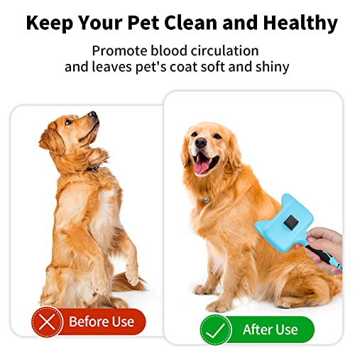 Glendan Dog Brush & Cat Brush, Self Cleaning Slicker Brush for Dogs Cats Pet Grooming Brush Easy to Remove Loose Undercoat, Pet Massaging Tool Suitable for Pets with Long or Short Hair
