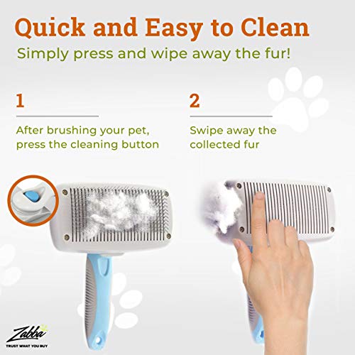 The Pet Portal Self Cleaning Dog Brush for Shedding Slicker Brush Cat Long Haired Pet Brush Grooming Deshedding Supplies - Medium to Large Pets White