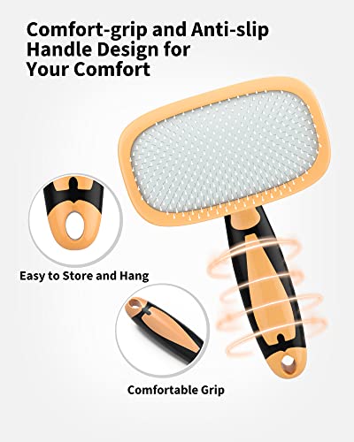 Glendan Dog Brush & Cat Brush- Slicker Pet Grooming Brush- Shedding Grooming Tools(Yellow)