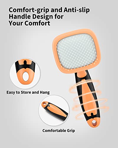 Glendan Dog Brush & Cat Brush- Slicker Pet Grooming Brush- Shedding Grooming Tools(Yellow)