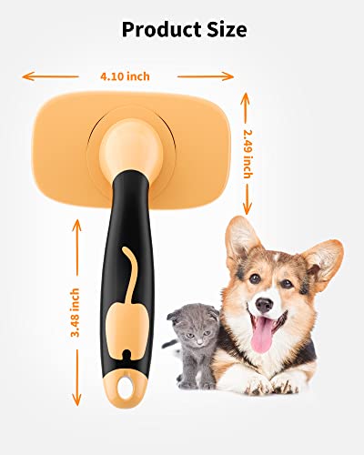 Glendan Dog Brush & Cat Brush- Slicker Pet Grooming Brush- Shedding Grooming Tools(Yellow)