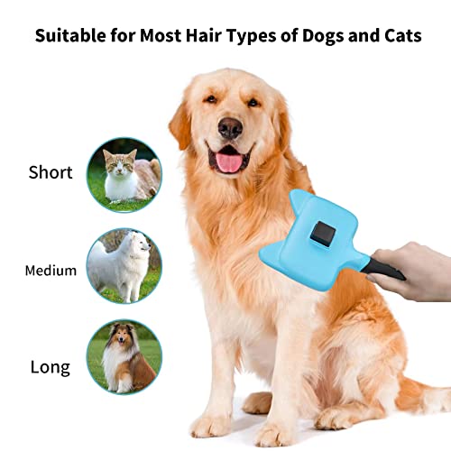 Glendan Dog Brush & Cat Brush, Self Cleaning Slicker Brush for Dogs Cats Pet Grooming Brush Easy to Remove Loose Undercoat, Pet Massaging Tool Suitable for Pets with Long or Short Hair