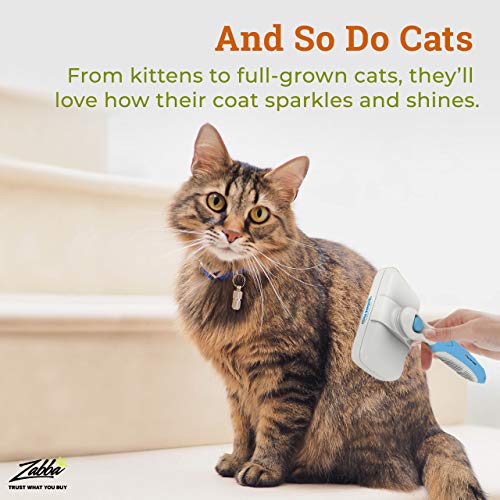 The Pet Portal Self Cleaning Dog Brush for Shedding Slicker Brush Cat Long Haired Pet Brush Grooming Deshedding Supplies - Medium to Large Pets White