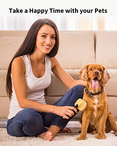 Glendan Dog Brush & Cat Brush- Slicker Pet Grooming Brush- Shedding Grooming Tools(Yellow)