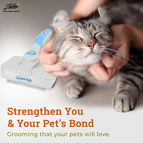 The Pet Portal Self Cleaning Dog Brush for Shedding Slicker Brush Cat Long Haired Pet Brush Grooming Deshedding Supplies - Medium to Large Pets White