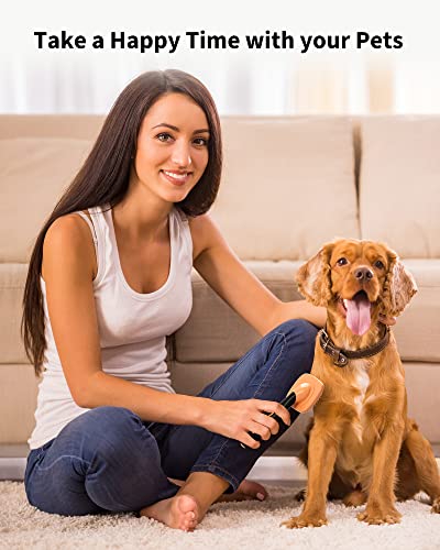 Glendan Dog Brush & Cat Brush- Slicker Pet Grooming Brush- Shedding Grooming Tools(Yellow)