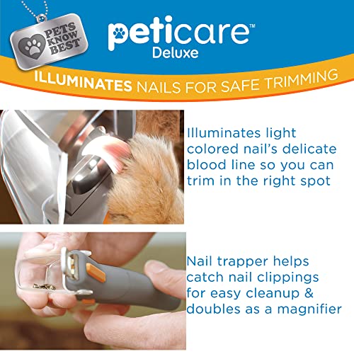 Allstar Innovations PetiCare LED Light Pet Nail Clipper- Great for Trimming Cats & Dogs Nails & Claws, 5X Magnification That Doubles as a Nail Trapper, Quick-Clip, Steal Blades