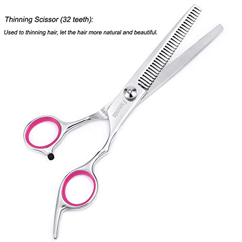 Freewindo Dog Grooming Scissors Kit with Safety Round Tip, Heavy Duty Stainless Steel Dog Scissors Set Include Straight, Curved, Thinning Scissors and Grooming Comb for Dog Cat Hair Care