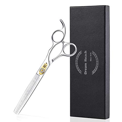 Dream Reach Professional Dog Grooming Straight, Curved, Thinning/Blending/Chunking Scissors Kit, JP-440C Stainless Steel Pet Cat Hair Cutting/Trimming Shears (7 inch-Thinning Scissors)