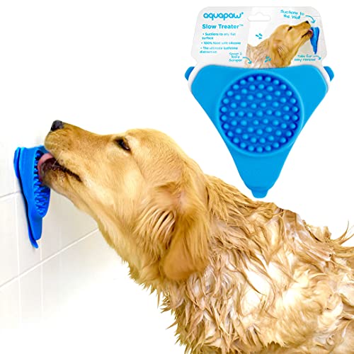 Aquapaw Slow Treater Treat-Dispensing Lick Mat for Dogs and Cats â Suctions to The Wall or Floor for Anxiety-Free Pet Bathing, Grooming or Training